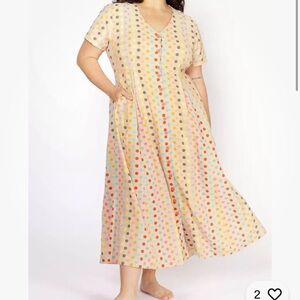 Ace & Jig Cream Maxi Dress with V-neck Short Sleeve Casual Style